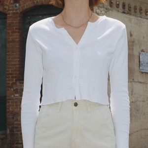Brandy Melville cropped white button down